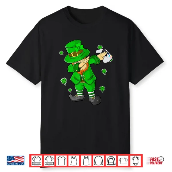 Kids St Patricks Day Leprechaun With Controller Video Games Shirt