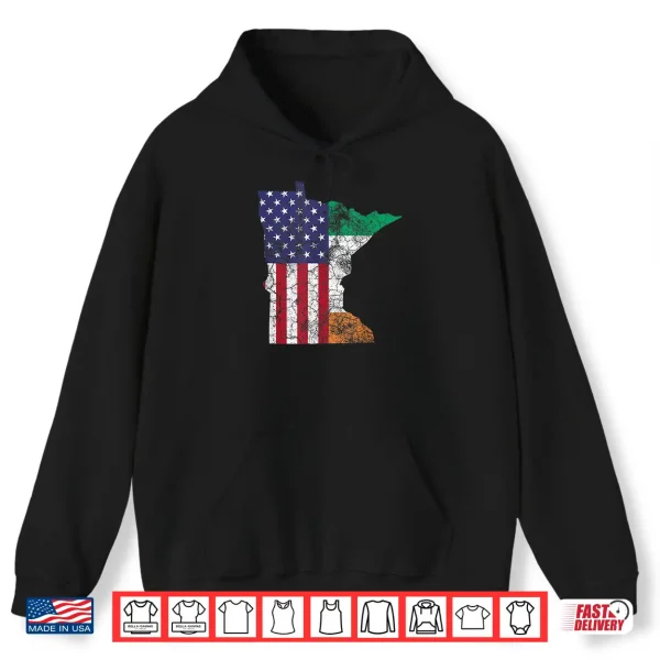 Hoodie Irish American Flag Minnesota St. PatrickS Day Vintage Gift Shirt