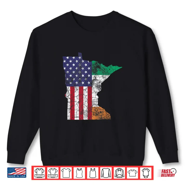 Sweatshirt Irish American Flag Minnesota St. PatrickS Day Vintage Gift Shirt