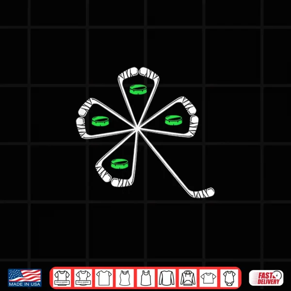 Design Four Leaf Clover Hockey Sticks Pucks LetS Do That Hockey Shirt