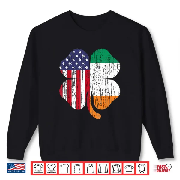 Sweatshirt Distressed Irish American Flag Ireland Shamrock St PatrickS Shirt