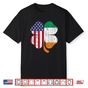 Distressed Irish American Flag Ireland Shamrock St Patrick’S Shirt