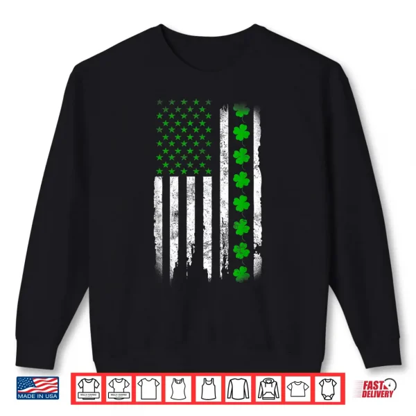 Sweatshirt Vintage St. PatrickS Day Big Irish American Distressed Flag Shirt