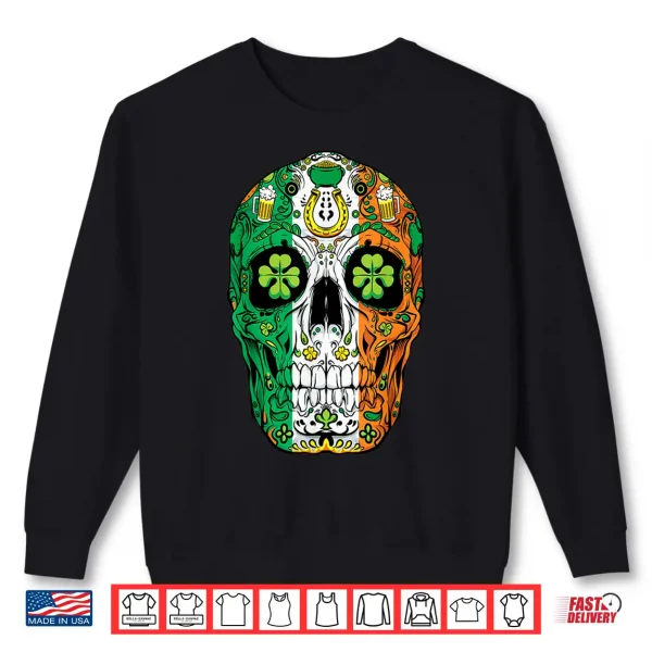 Sweatshirt Sugar Skull Leprechaun T Shirt St Patricks Day Women Men Tee