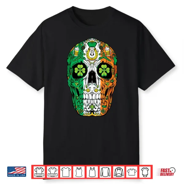 Sugar Skull Leprechaun T Shirt St Patricks Day Women Men Tee