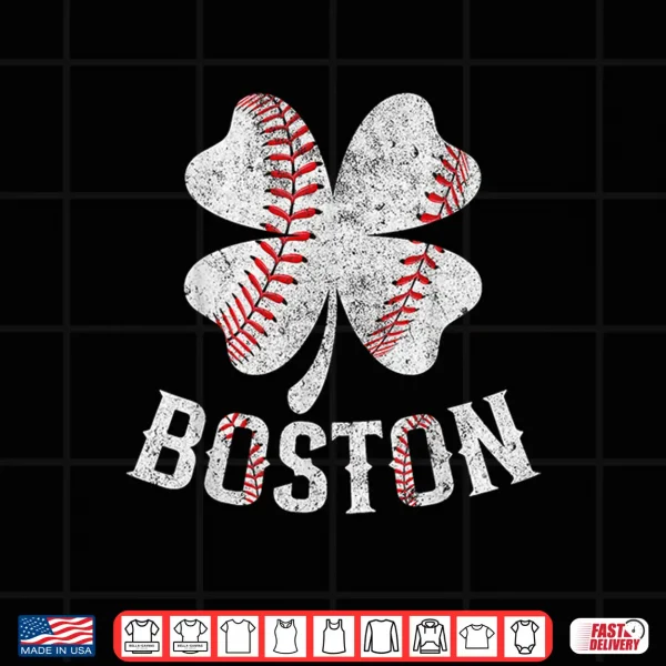 Design Baseball Shamrock Lucky Clover Boston St PatrickS Day Shirt