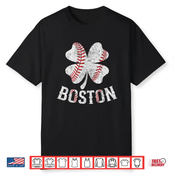 Baseball Shamrock Lucky Clover Boston St Patrick’S Day Shirt