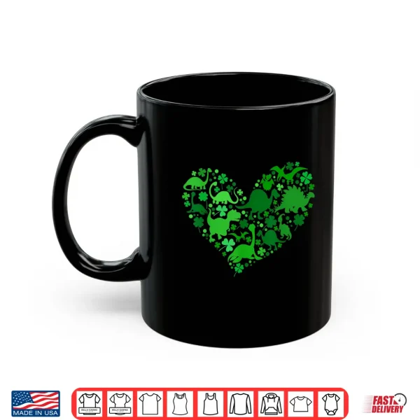 Mug St. PatrickS Day With Fun Dinosaur Heart And Shamrock Kids Shirt