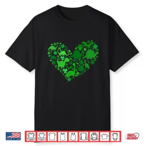 St. Patrick’S Day With Fun Dinosaur Heart And Shamrock Kids Shirt