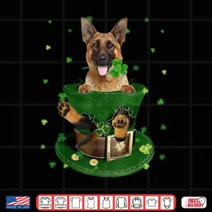 Design St PatrickS Day Leprechaun German Shepherd Dog Shamrock Shirt