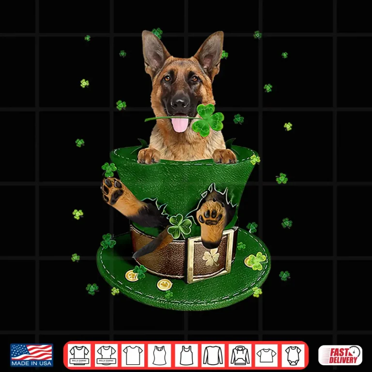 Design St PatrickS Day Leprechaun German Shepherd Dog Shamrock Shirt