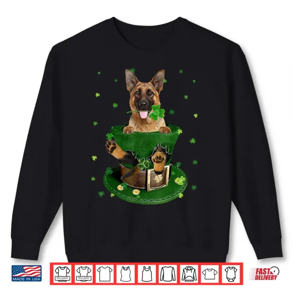 Sweatshirt St PatrickS Day Leprechaun German Shepherd Dog Shamrock Shirt