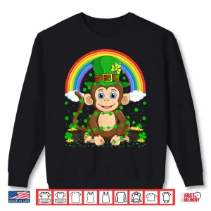 Sweatshirt Magical Rainbow Leprechaun Hat Monkey St. PatrickS Day Shirt