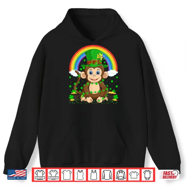Hoodie Magical Rainbow Leprechaun Hat Monkey St. PatrickS Day Shirt