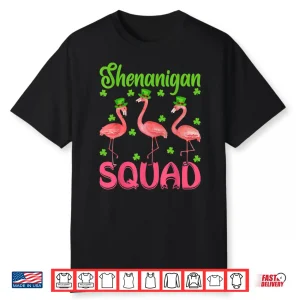 Leprechaun Hat Shenanigan Squad Flamingo St. Patrick’S Day Shirt