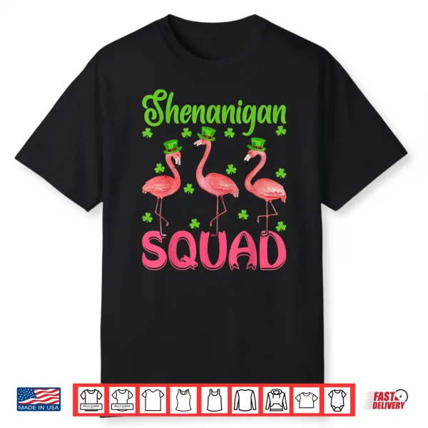 Leprechaun Hat Shenanigan Squad Flamingo St. Patrick’S Day Shirt