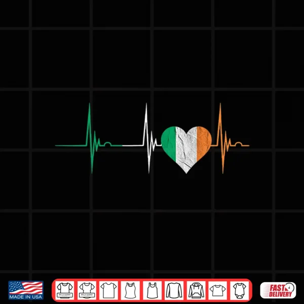 Design Ireland Heart Ire Heartbeat Ekg Pulse Irish Pride Shirt