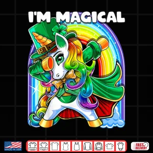 Design IM Magical St. PatrickS Day Dabbing Unicorn Leprechaun Shirt
