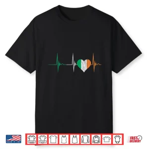 Ireland Heart Ire Heartbeat Ekg Pulse Irish Pride Shirt