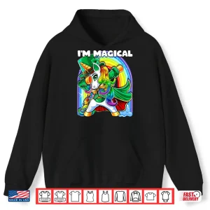 Hoodie IM Magical St. PatrickS Day Dabbing Unicorn Leprechaun Shirt