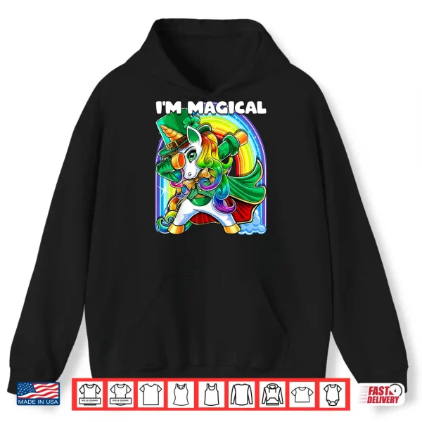 Hoodie IM Magical St. PatrickS Day Dabbing Unicorn Leprechaun Shirt