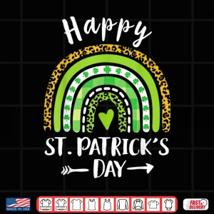 Design Happy St PatrickS Day Rainbow Leopard Print Shamrock Irish Shirt