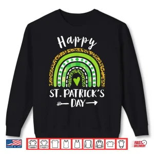 Sweatshirt Happy St PatrickS Day Rainbow Leopard Print Shamrock Irish Shirt