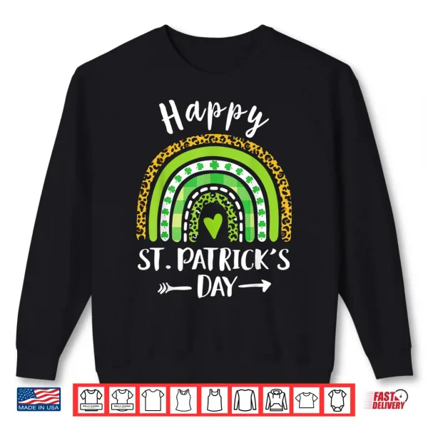 Happy St Patrick'S Day Rainbow Leopard Print Shamrock Irish Shirt 2 Sweatshirt Happy St PatrickS Day Rainbow Leopard Print Shamrock Irish Shirt