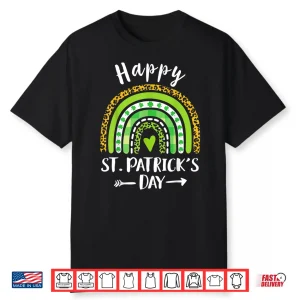 Happy St Patrick’S Day Rainbow Leopard Print Shamrock Irish Shirt