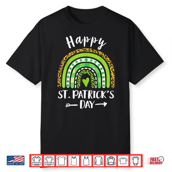 Happy St Patrick’S Day Rainbow Leopard Print Shamrock Irish Shirt
