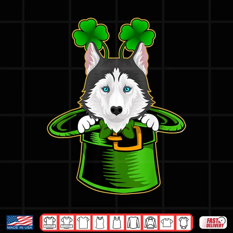 Design Funny Irish Leprechaun Siberian Husky Dog St. PatrickS Day Shirt