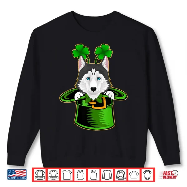 Sweatshirt Funny Irish Leprechaun Siberian Husky Dog St. PatrickS Day Shirt