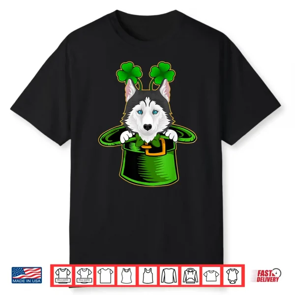 Funny Irish Leprechaun Siberian Husky Dog St. Patrick’S Day Shirt