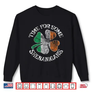 Sweatshirt St. PatrickS Time For Some Shenanigans Clover Funny Party Shirt