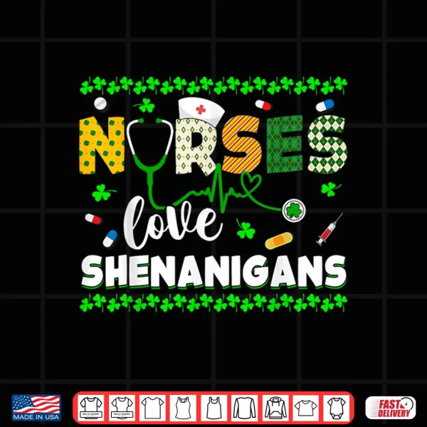 Design St Patricks Day Rn Nurse Love Shenanigans Scrub Top Women Shirt