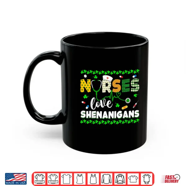 Mug St Patricks Day Rn Nurse Love Shenanigans Scrub Top Women Shirt