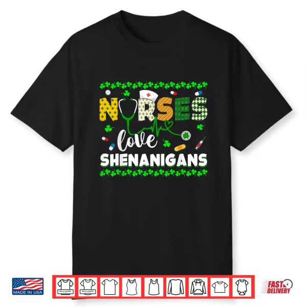 St Patricks Day Rn Nurse Love Shenanigans Scrub Top Women Shirt