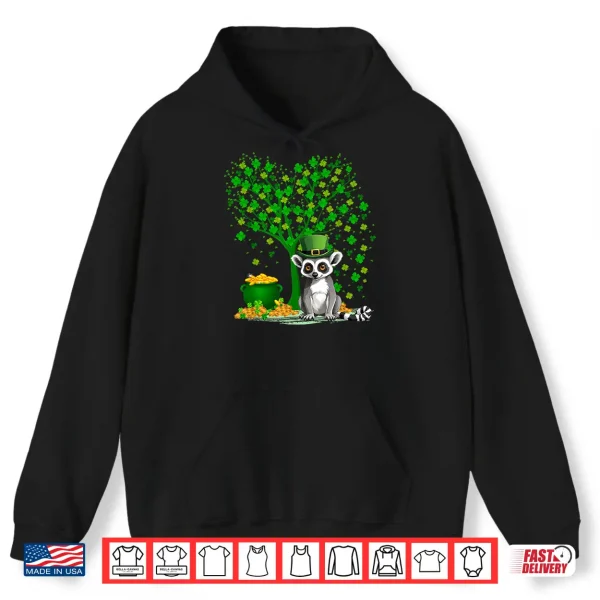 Hoodie Shamrock Tree Leprechaun Hat Lemur St PatrickS Day Shirt