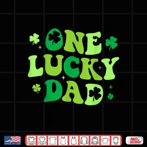 Design Mens One Lucky Dad Shirt Groovy St Patricks Day Shirt Men Daddy Shirt