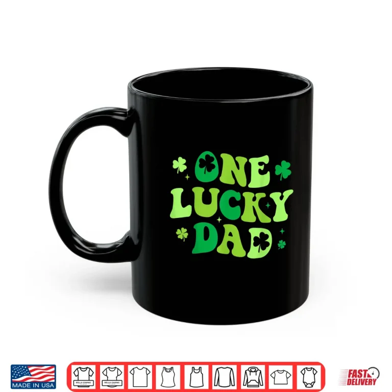 Mug Mens One Lucky Dad Shirt Groovy St Patricks Day Shirt Men Daddy Shirt
