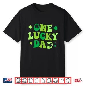 Mens One Lucky Dad Shirt Groovy St Patricks Day Shirt Men Daddy Shirt
