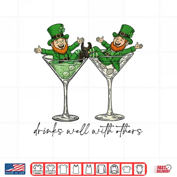 Design Leprechaun Martini Cocktail St PatrickS Day Tee Women Mens Shirt