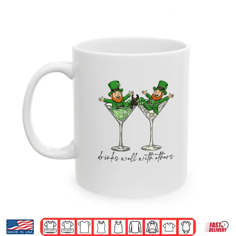 Mug Leprechaun Martini Cocktail St PatrickS Day Tee Women Mens Shirt