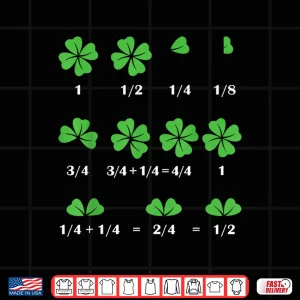 Design Funny Shamrock Fraction St PatrickS Day Math Boys Girls Shirt
