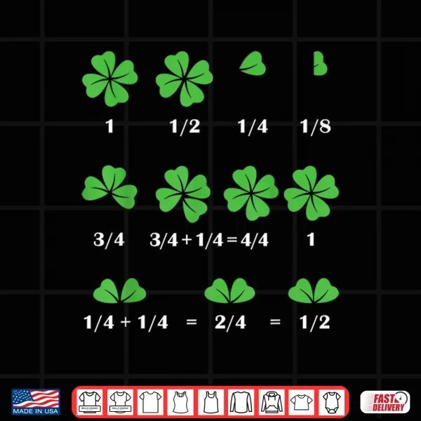 Design Funny Shamrock Fraction St PatrickS Day Math Boys Girls Shirt