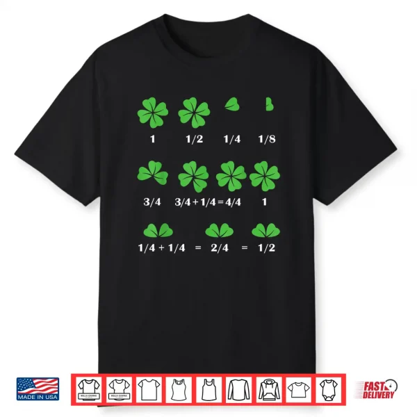 Funny Shamrock Fraction St Patrick’S Day Math Boys Girls Shirt