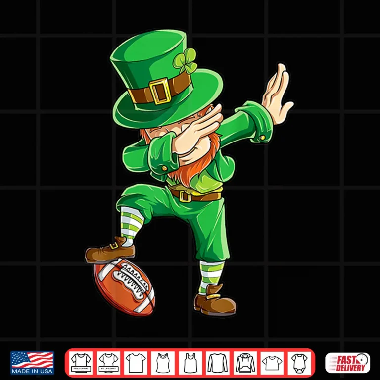 Design Dabbing Leprechaun Football T Shirt St Patricks Day Boys Men