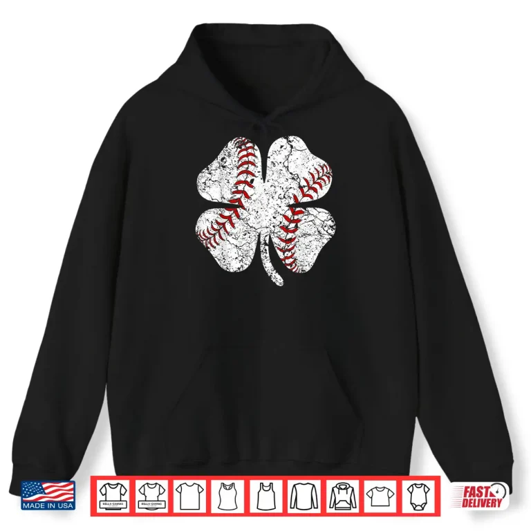 Hoodie Baseball St Patricks Day T Shirt Boys Men Catcher Shamrock