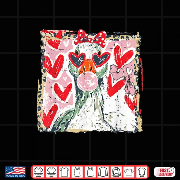 Design Vintage Cute Silly Goose Animal Valentine Duck Xoxo Hearts Shirt