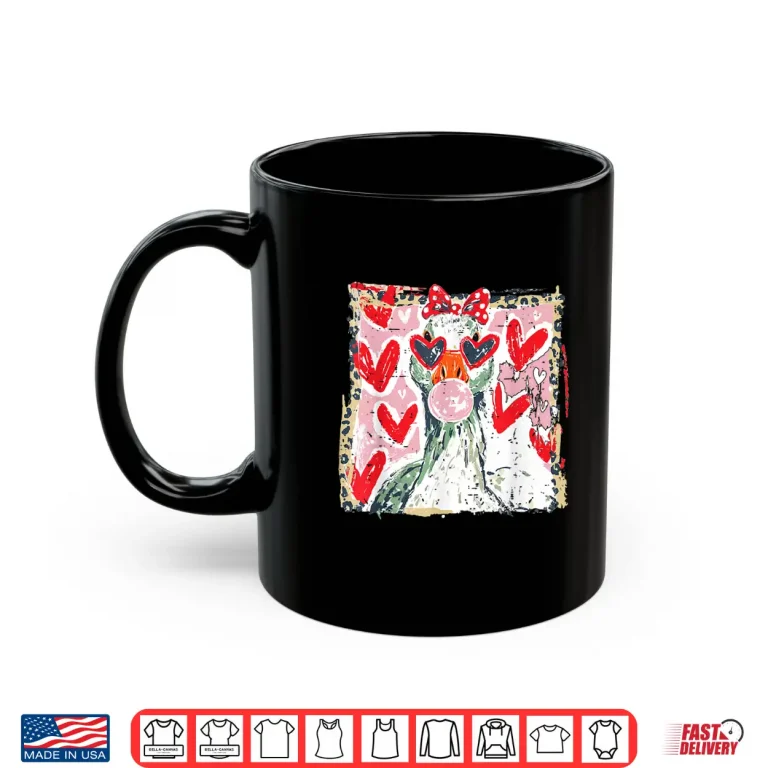Mug Vintage Cute Silly Goose Animal Valentine Duck Xoxo Hearts Shirt
